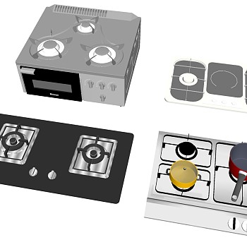 8燃气灶组合SketchUp草图模型下载