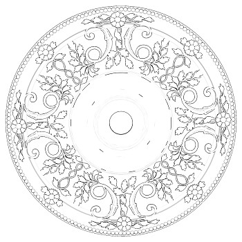 欧式法式圆形构件石膏雕花灯盘 (1)