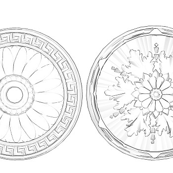 欧式法式圆形构件石膏雕花灯盘 (3)