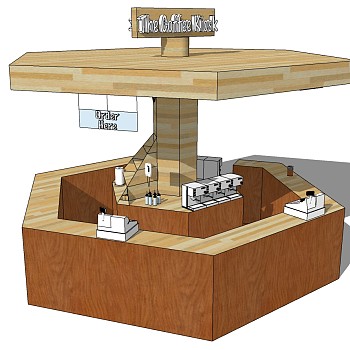 6水吧咖啡吧饮料机收银机SketchUp草图模型下载