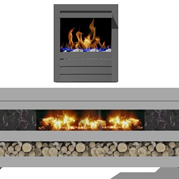 (32)现代电子壁炉火炉吊炉火焰sketchup草图模型下载