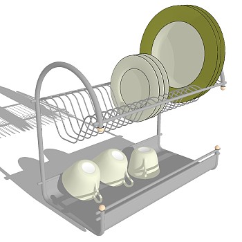 厨房摆件盘子碗架餐具 SketchUp草图模型下载(5)