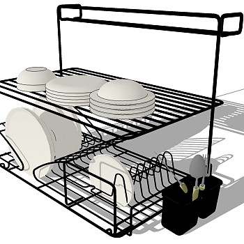 厨房摆件盘子碗架餐具SketchUp草图模型下载 (2)