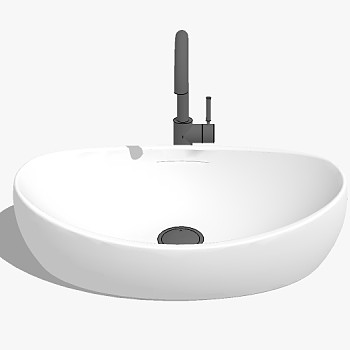 现代卫浴洗手盆台上盆sketchup草图模型 (35)