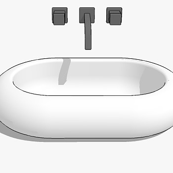 现代卫浴洗手盆台上盆sketchup草图模型 (34)