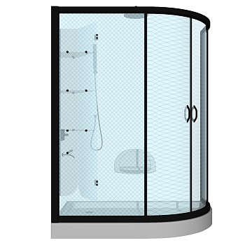 卫生间玻璃淋浴房隔断淋浴间 (17)