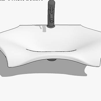 现代卫浴洗手盆台上盆sketchup草图模型 (30)