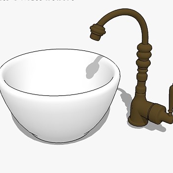 现代卫浴洗手盆台上盆sketchup草图模型 (25)