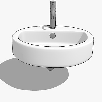 现代卫浴洗手盆台上盆sketchup草图模型 (24)