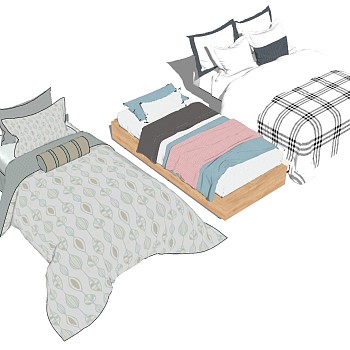 4现代北欧儿童房儿童床 组合sketchup草图模型下载