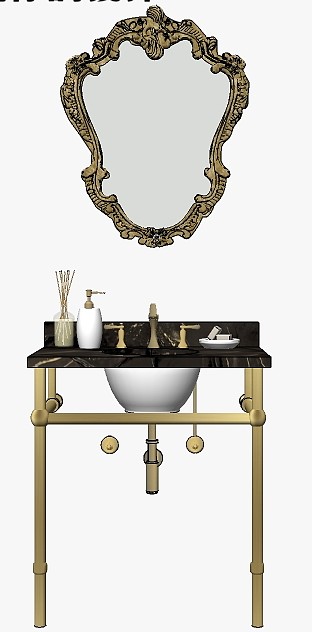 欧式法式洗手台台盆柜装饰镜子 (4)