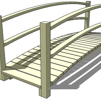 (11)木头实木防腐木拱桥sketchup草图模型下载
