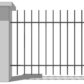 (20)欧式现代铁艺大门围墙护栏sketchup草图模型下载