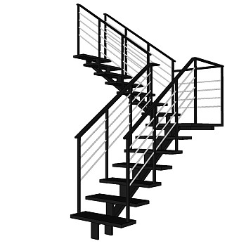 现代钢架楼梯踏步 (2)