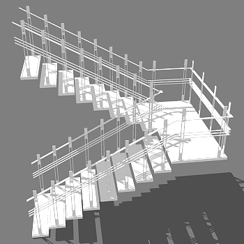 (20)现代简约白色金属铁艺旋转楼梯sketchup草图模型下载