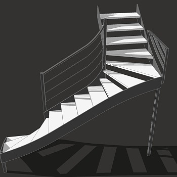 (16)现代金属铁艺旋转楼梯扶手sketchup草图模型下载