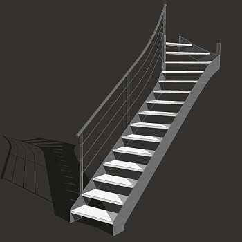 (13)现代金属扶手旋转楼梯sketchup草图模型下载