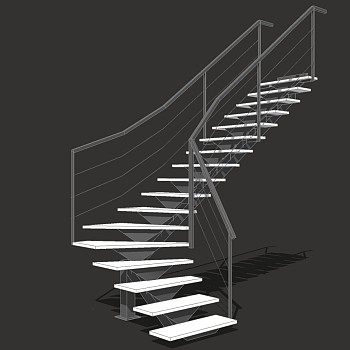 (12)现代金属扶手旋转楼梯sketchup草图模型下载