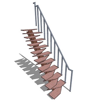 (10)现代金属铁艺旋转楼梯sketchup草图模型下载