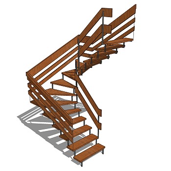 (9)现代金属铁艺旋转楼梯sketchup草图模型下载
