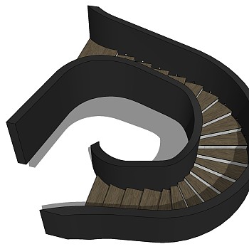 (8)现代古典实木旋转楼梯sketchup草图模型下载