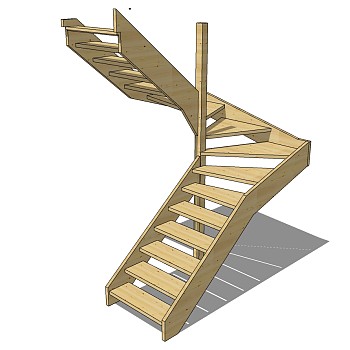 (5)现代木制旋转楼梯sketchup草图模型下载