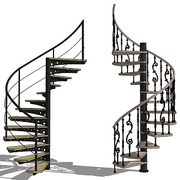 (2)欧式金属铁艺旋转楼梯sketchup草图模型下载