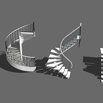 (37)现代铁艺金属钢架楼梯栏杆扶手sketchup草图模型下载