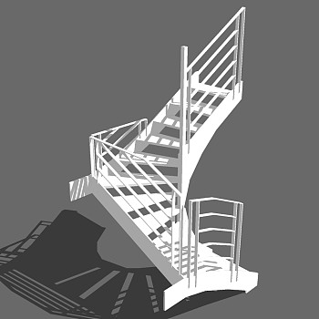 (32)现代铁艺金属钢架楼梯栏杆扶手sketchup草图模型下载