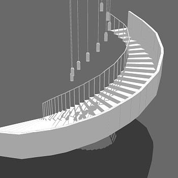 (31)现代旋转楼梯sketchup草图模型下载