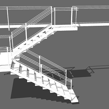 (30)现代铁艺金属钢架楼梯栏杆扶手sketchup草图模型下载