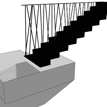 (28)现代铁艺金属楼梯栏杆扶手sketchup草图模型下载