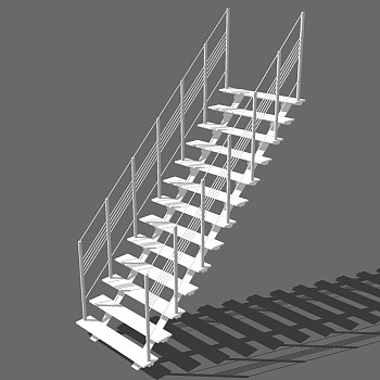 (22)现代简约金属铁艺楼梯sketchup草图模型下载