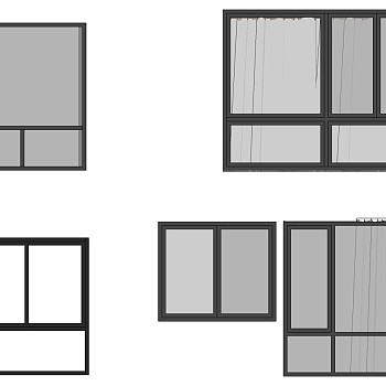 (39)现代建筑阳台窗户sketchup草图模型下载