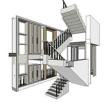 楼梯和柜子sketchup草图模型下载