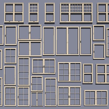 (49)现代建筑阳台铝合金门窗sketchup草图模型下载