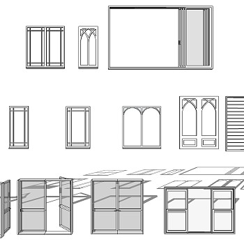 (46)现代建筑阳台铝合金门窗sketchup草图模型下载