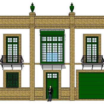 伊斯兰新疆阿拉伯建筑窗户门窗su草图模型下载 (1)