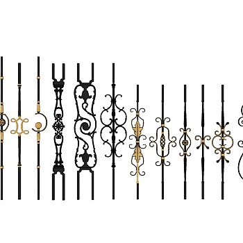 (50)欧式法式铁艺雕花栏杆护栏罗马柱宝瓶栏杆sketchup草图模型下载