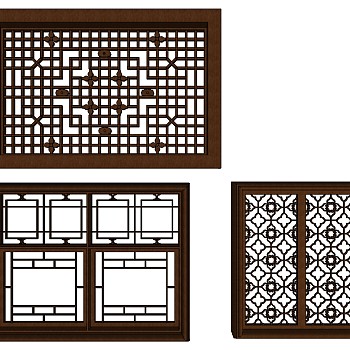 中式花格窗户花窗 SketchUp草图模型下载