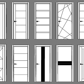 17现代白色实木花格单开门组合sketchup草图模型下载