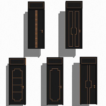 新中式木门门扇单开门SketchUp草图模型下载