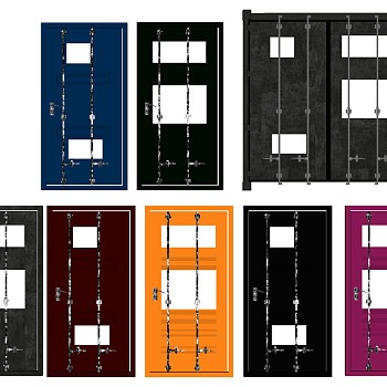 7工业风工业风实木铁管道平板门集装箱单开门仓库门sketchup草图模型下载