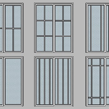 3现代新中式玻璃门组合sketchup草图模型下载