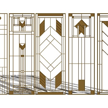 (14)新中式现代欧式铁艺金属木花格屏风隔断sketchup草图模型下载