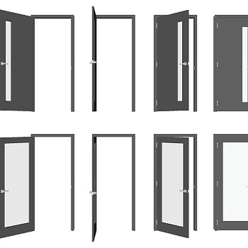 16现代简约玻璃单开门组合sketchup草图模型下载