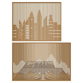 (3)现代城市轮廓花格屏风隔断墙面造型sketchup草图模型下载
