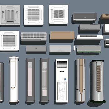 26现代柜式空调壁挂机出风口空调外挂机时尚立式空调sketchup草图模型下载