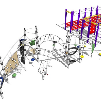 11现代广场户外健身器材太空漫步机组合sketchup草图模型下载