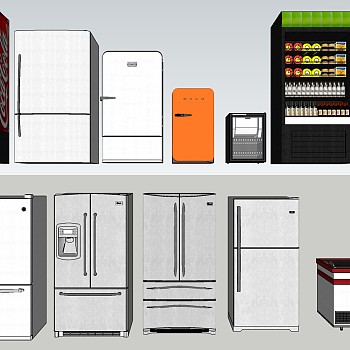 02冰箱冰柜组合超市展示冰箱迷你并行消毒柜饮料展示柜糕点展示柜sketchup草图模型下载